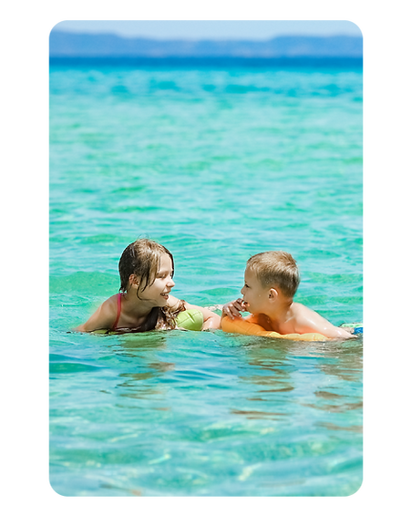 Children swimming in the sea