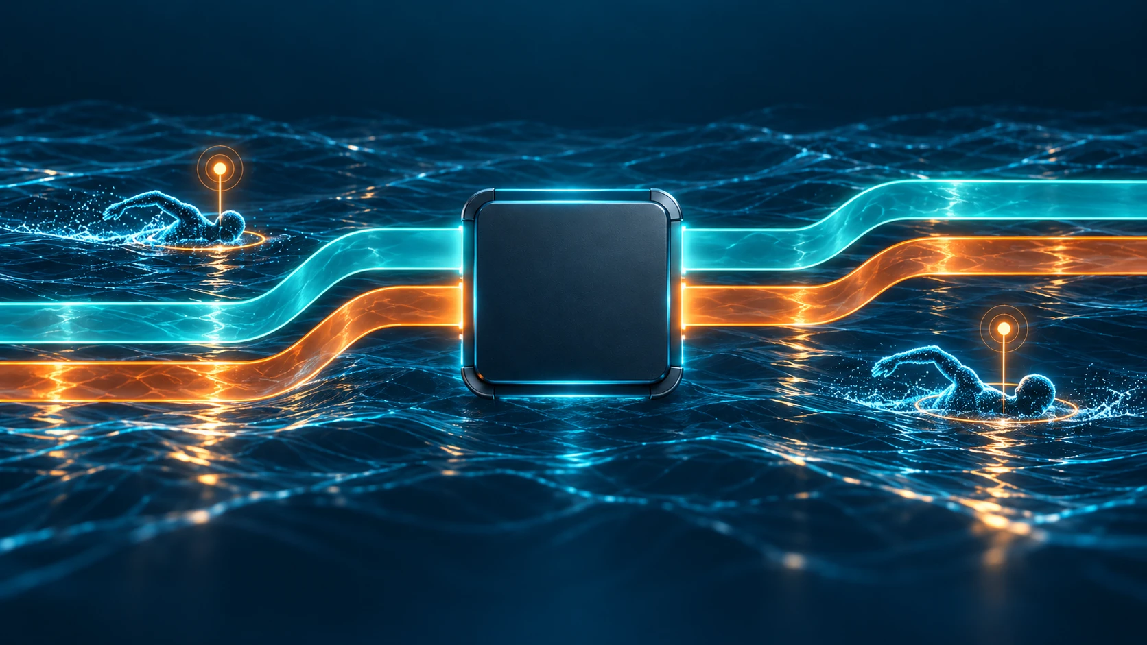 Conceptual visualization of SAFE SWIM AI analyzing water activity